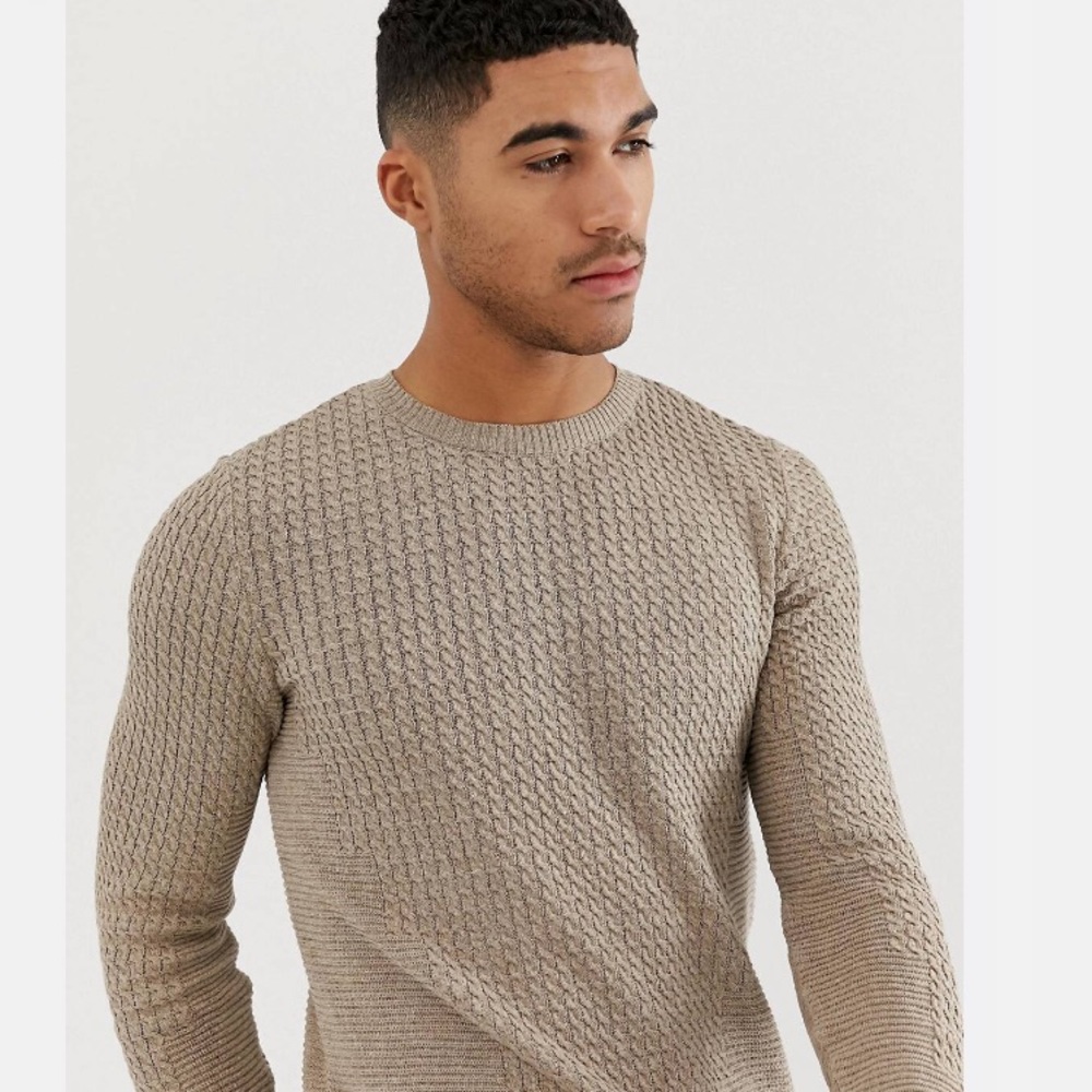 ASOS men’s lightweight cable knit sweater